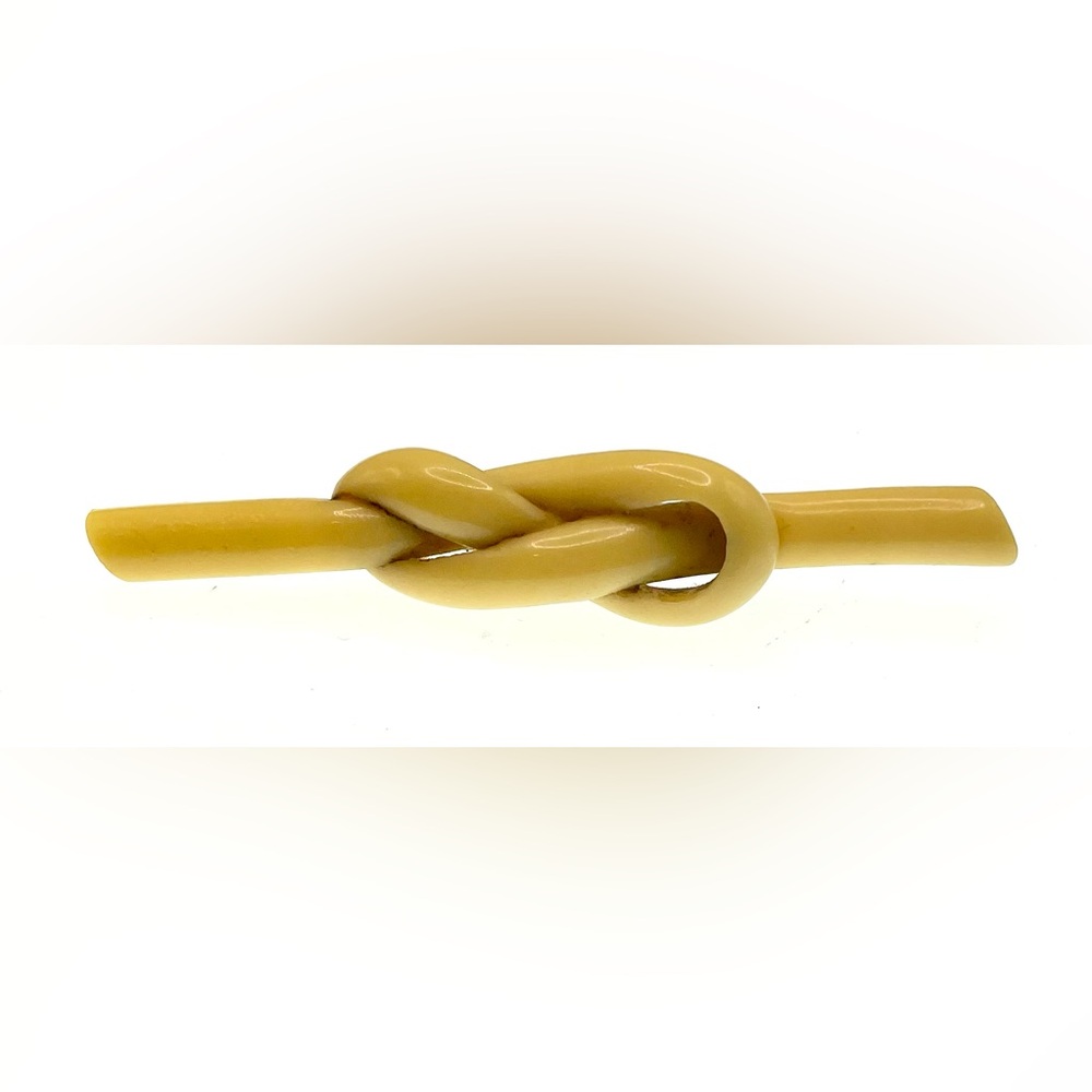 Vintage 1930 Yellow Celluloid Knot Design Brooch Pin C Pin Light Weight